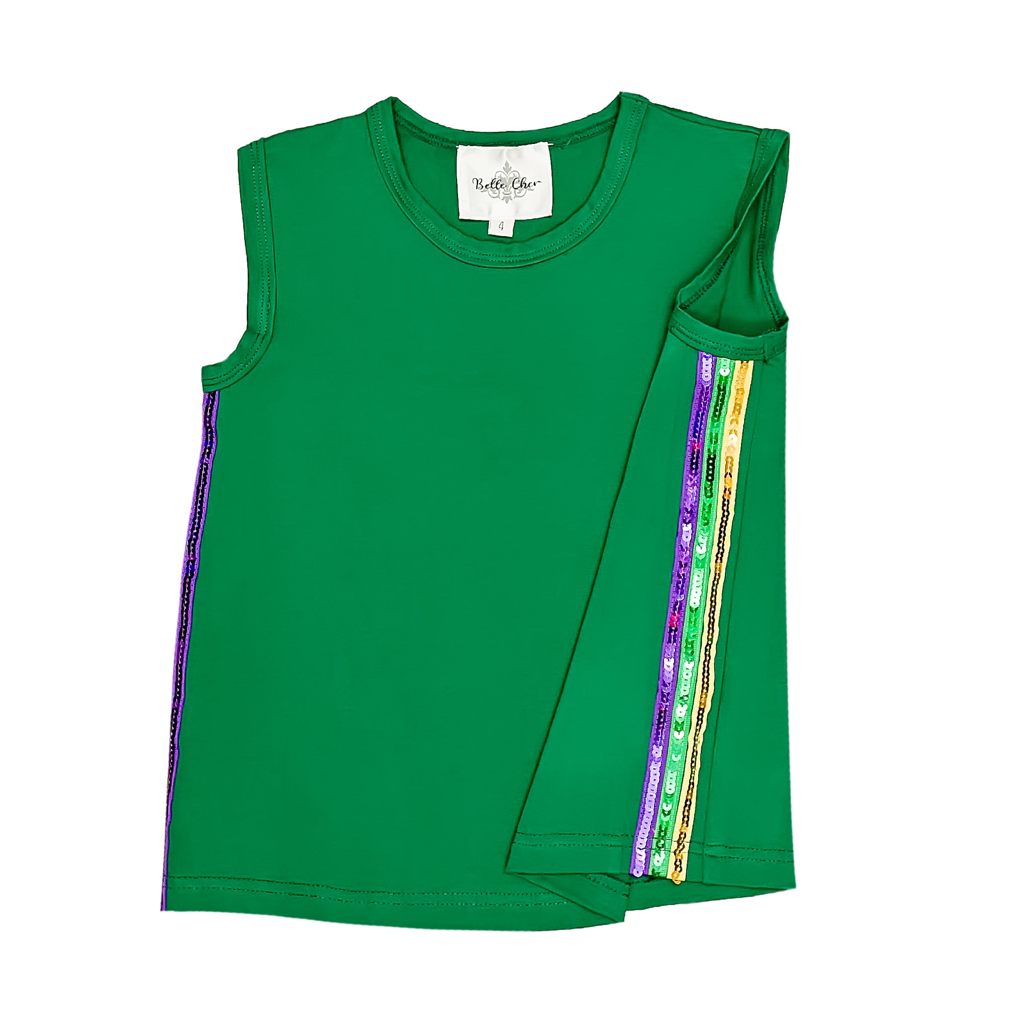 Kids' Mardi Gras Sequin Striped Tank - Green