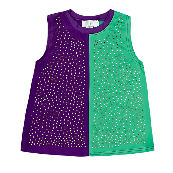 Color Block Athletic Wear with Crystals Top