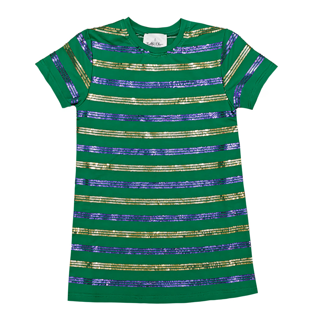 Purple and Gold Sequin Striped Green Dress 3 Purple and Gold Sequin Striped Green Dress 3
