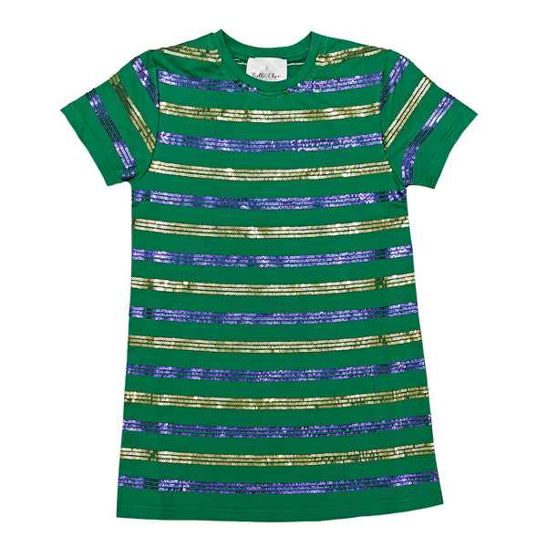 Sequin Striped Green Kid Dress