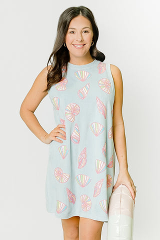 Colorful Shells Dress - Light Blue