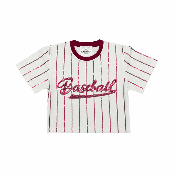 Baseball Maroon Striped Top