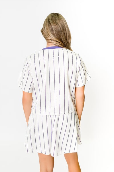 Baseball Purple Striped Top