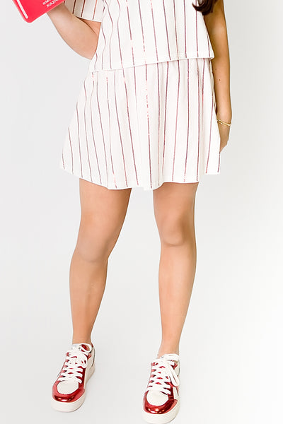 Baseball Red Striped Skort