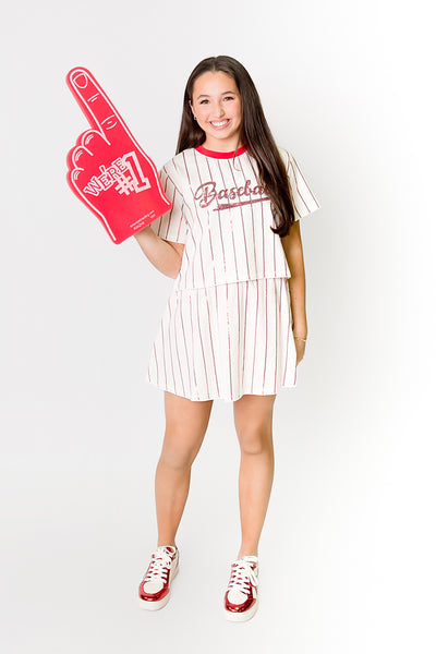 Baseball Red Striped Skort