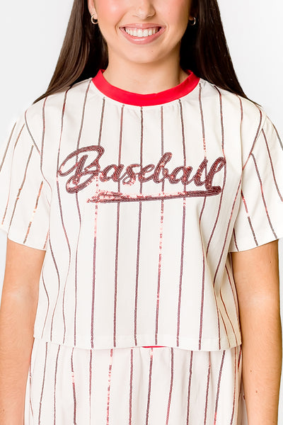 Baseball Red Striped Top