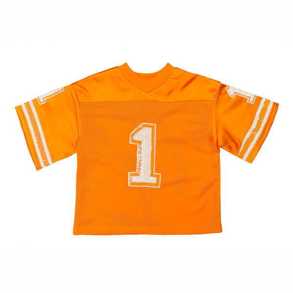Orange and White Sequin Jersey
