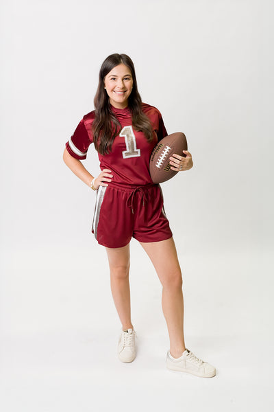 Maroon and Silver Sequin Jersey