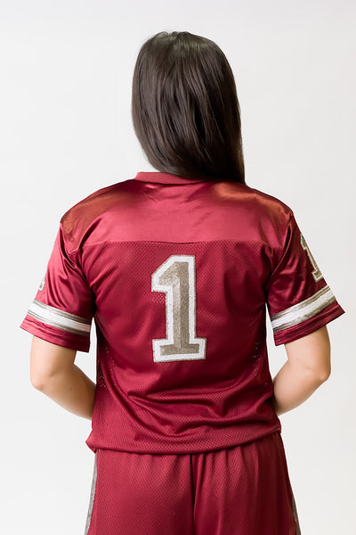 Maroon and Silver Sequin Jersey