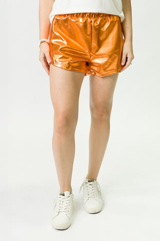 Orange Metallic Shorts