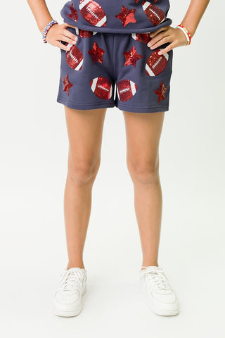 Navy and Red Football Shorts