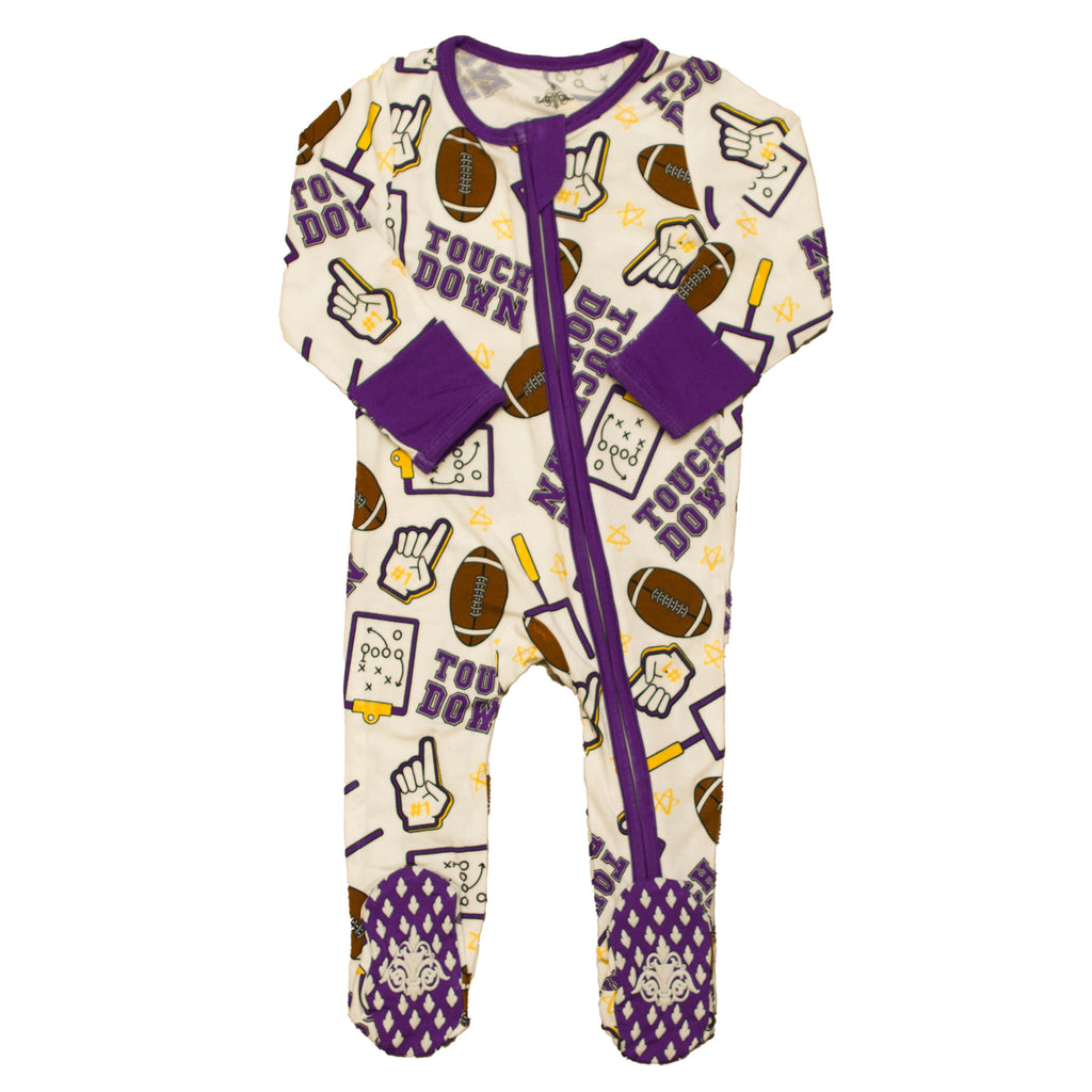 Purple And Yellow Touchdown Bamboo Romper