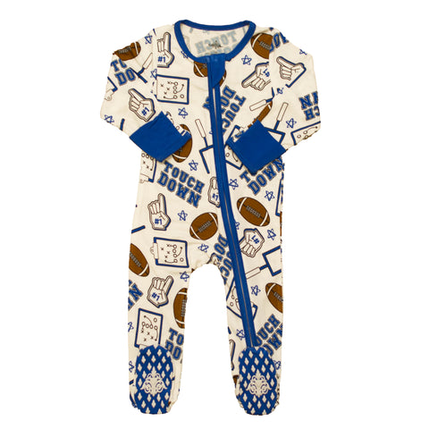 Royal Blue Touchdown Bamboo Romper