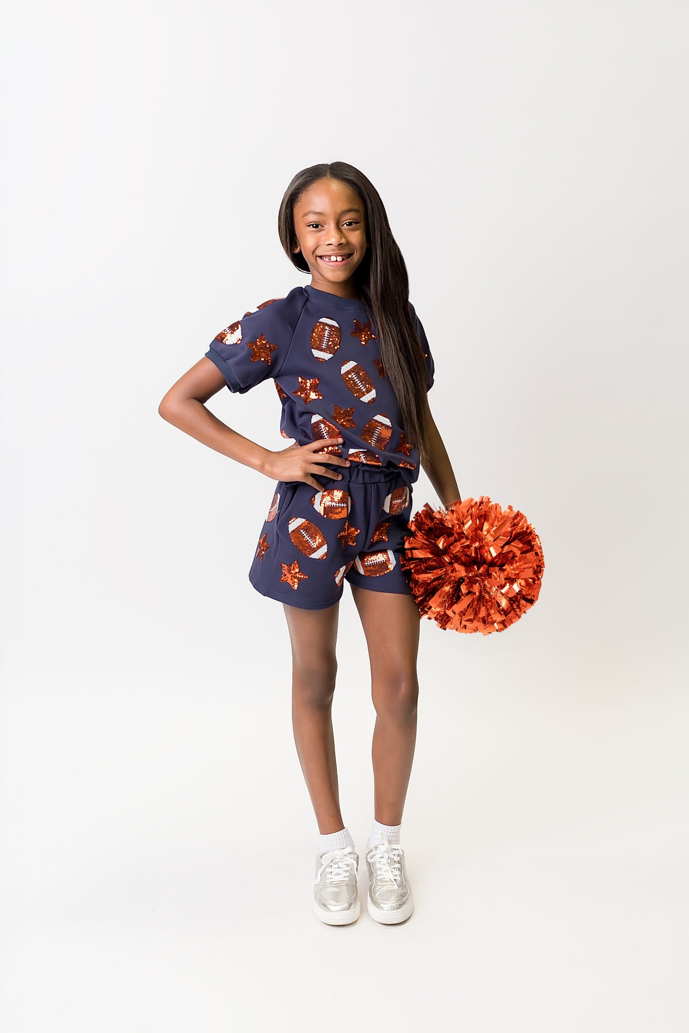Navy and Orange Football Shorts