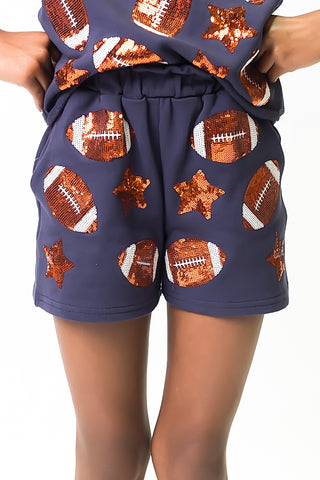 Navy and Orange Football Shorts