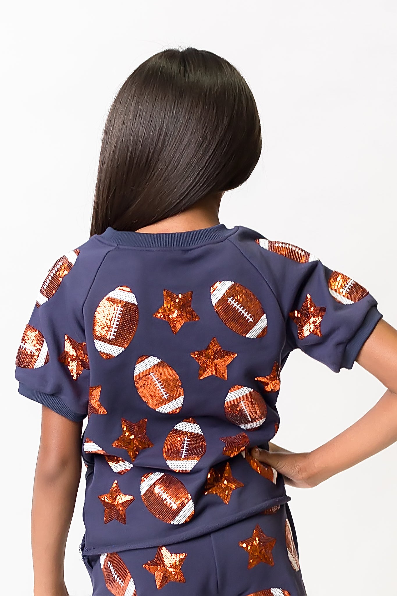 Kids' Navy and Orange Football Top