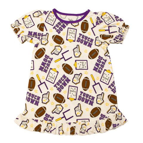 Purple And Yellow Touchdown Bamboo Play Dress