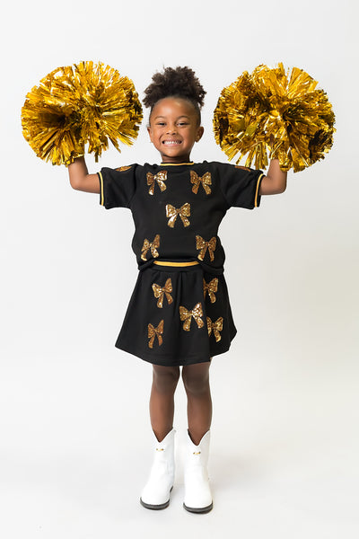 Black and Gold Bows Top