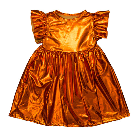 Orange Metallic Kid Dress