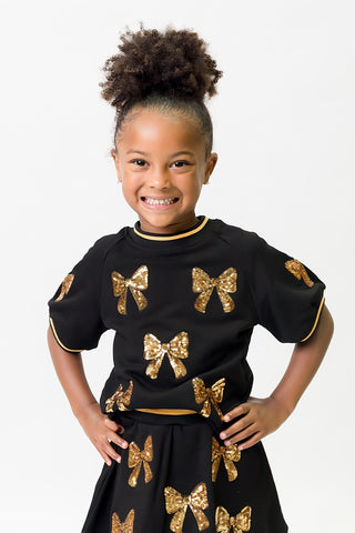 Black and Gold Bows Top