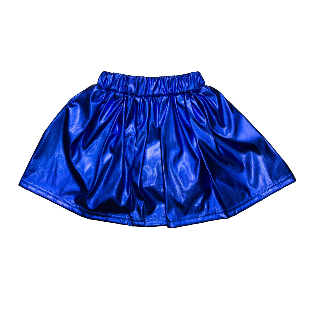 Royal Blue Metallic Kid Skort