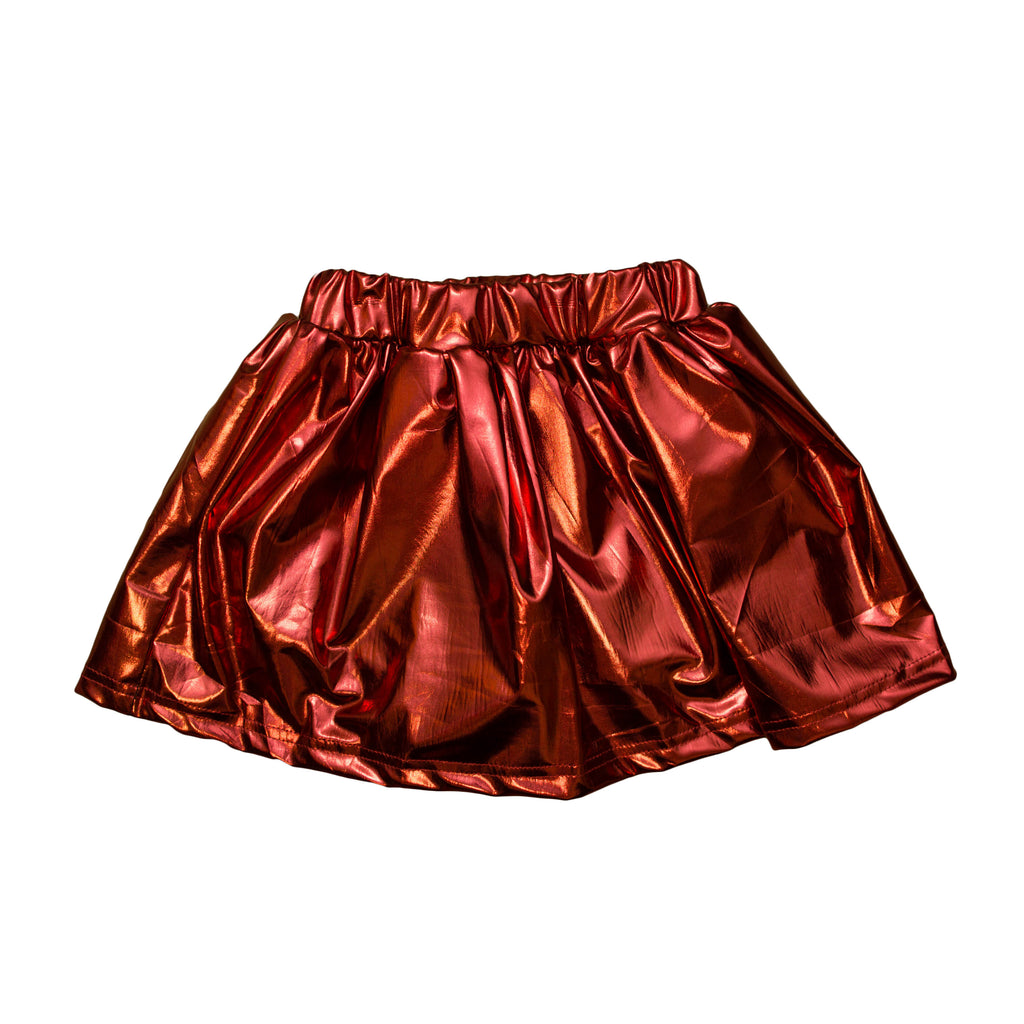 Maroon Metallic Kid Skort