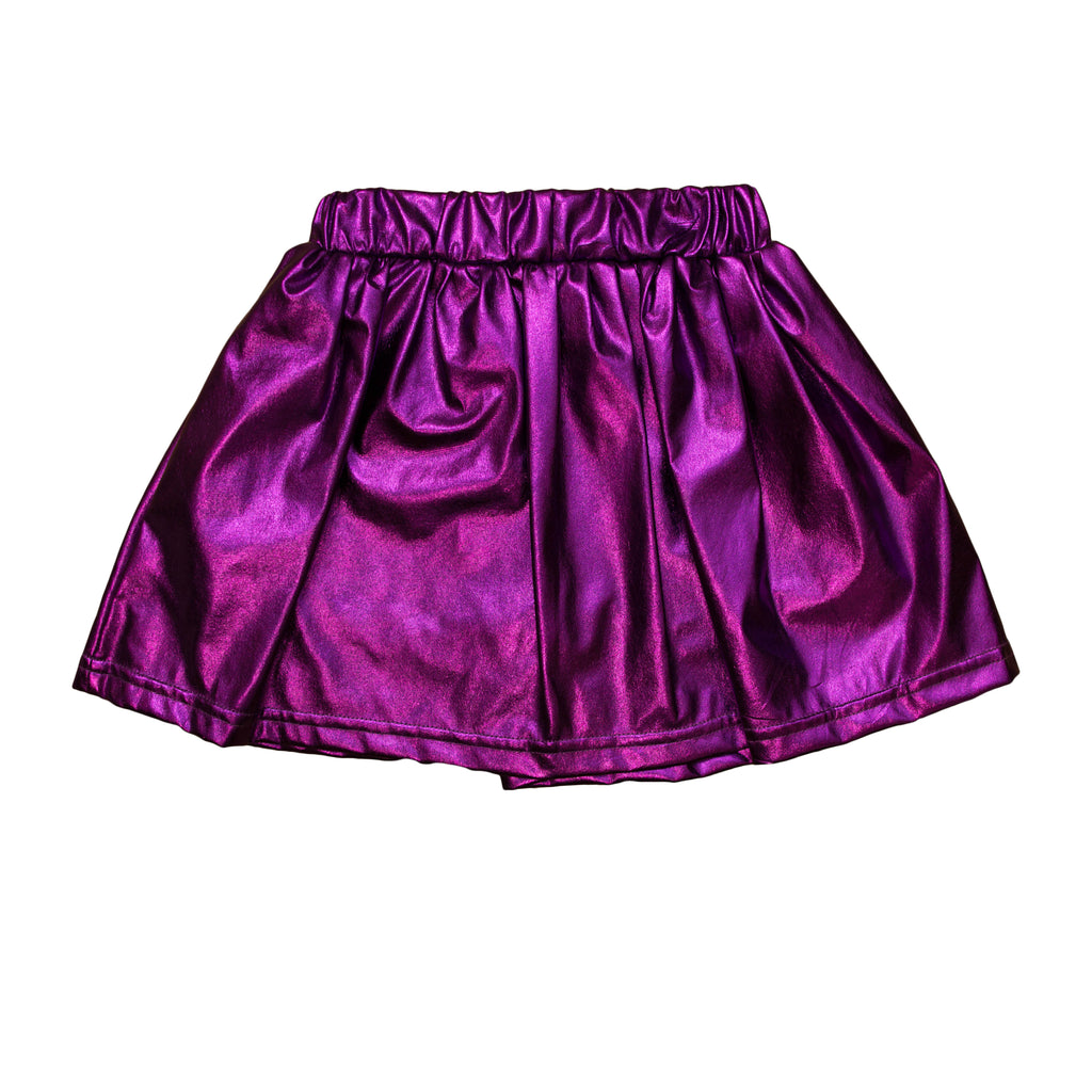 Purple Metallic Kid Skort