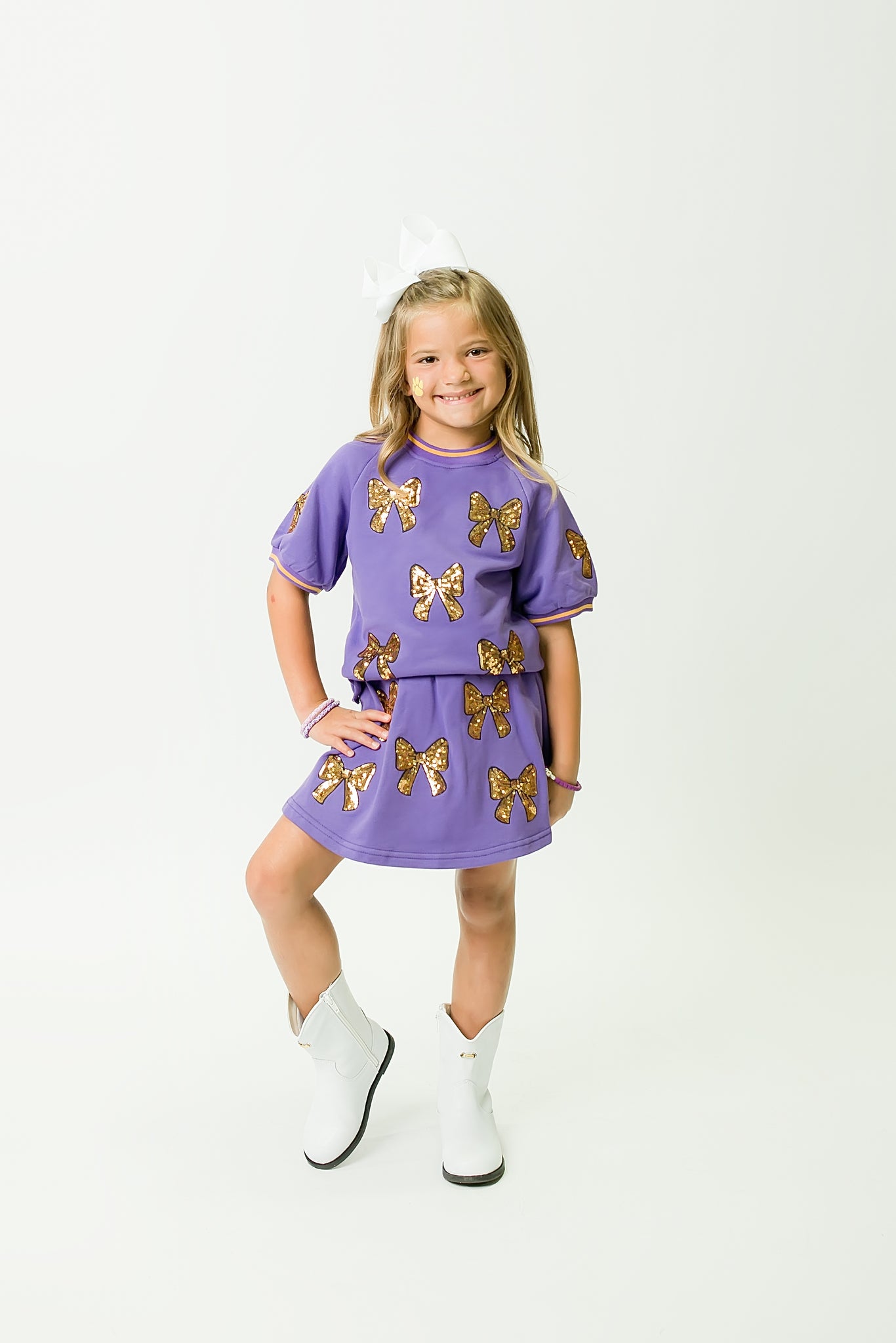 Purple and Gold Bows Skort