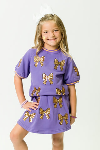 Purple and Gold Bows Top