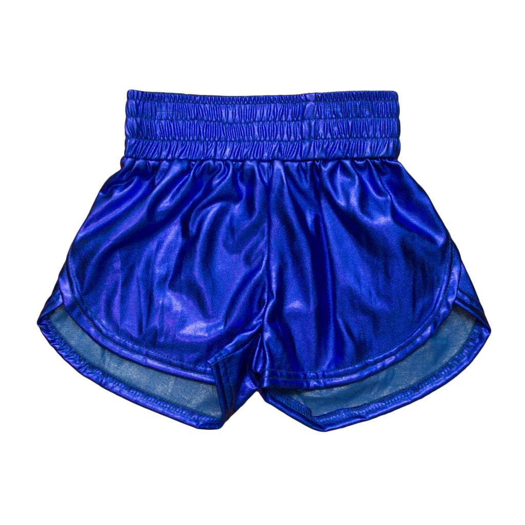 Royal Blue Metallic Kid Shorts