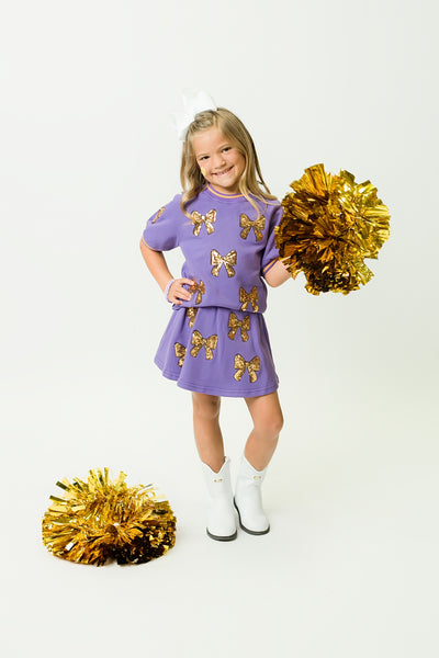 Purple and Gold Bows Skort