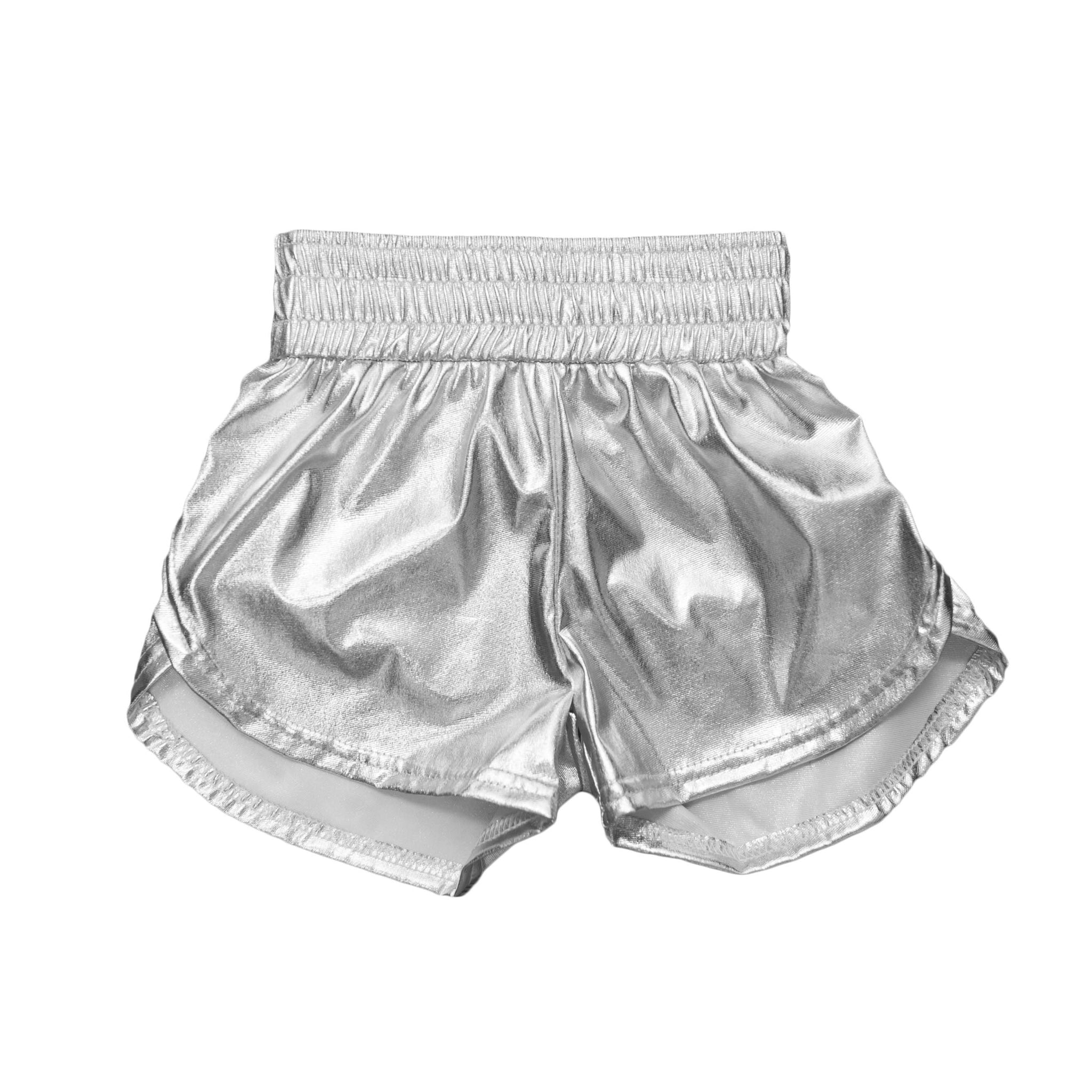 Kids' Metallic Shorts - Silver