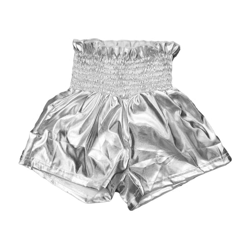 Silver Metallic Kid Swing Shorts