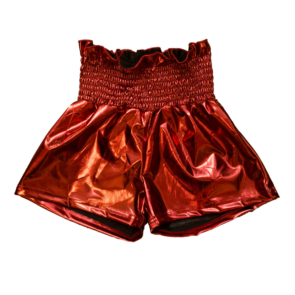 Maroon Metallic Swing Shorts