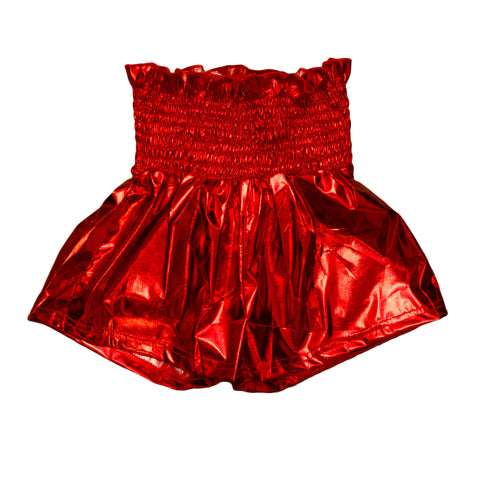 Red Metallic Kid Swing Shorts