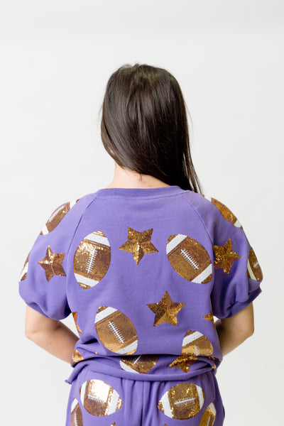 Purple Football Sequin Top