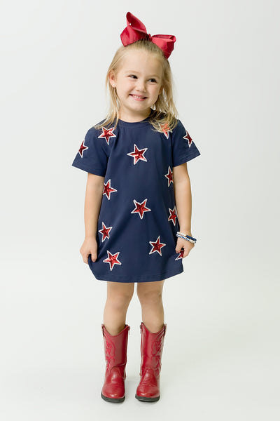 Navy and Red Star Dress