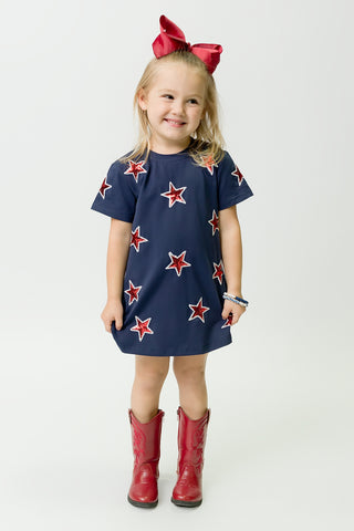 Navy and Red Star Dress