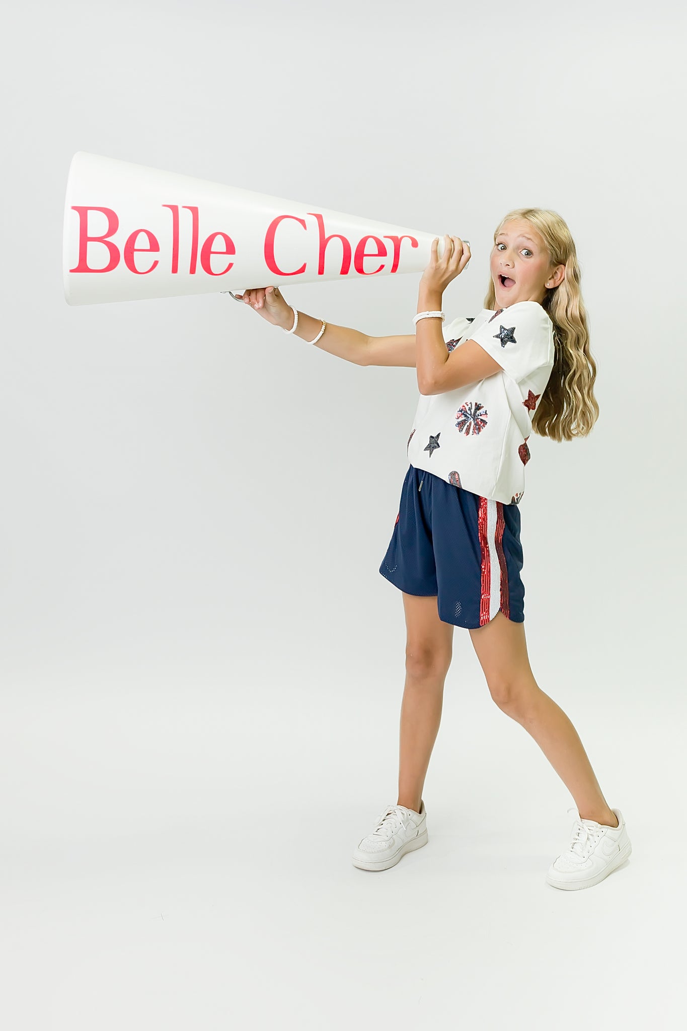 Kids' Navy & Red Cheer Sequin Tee