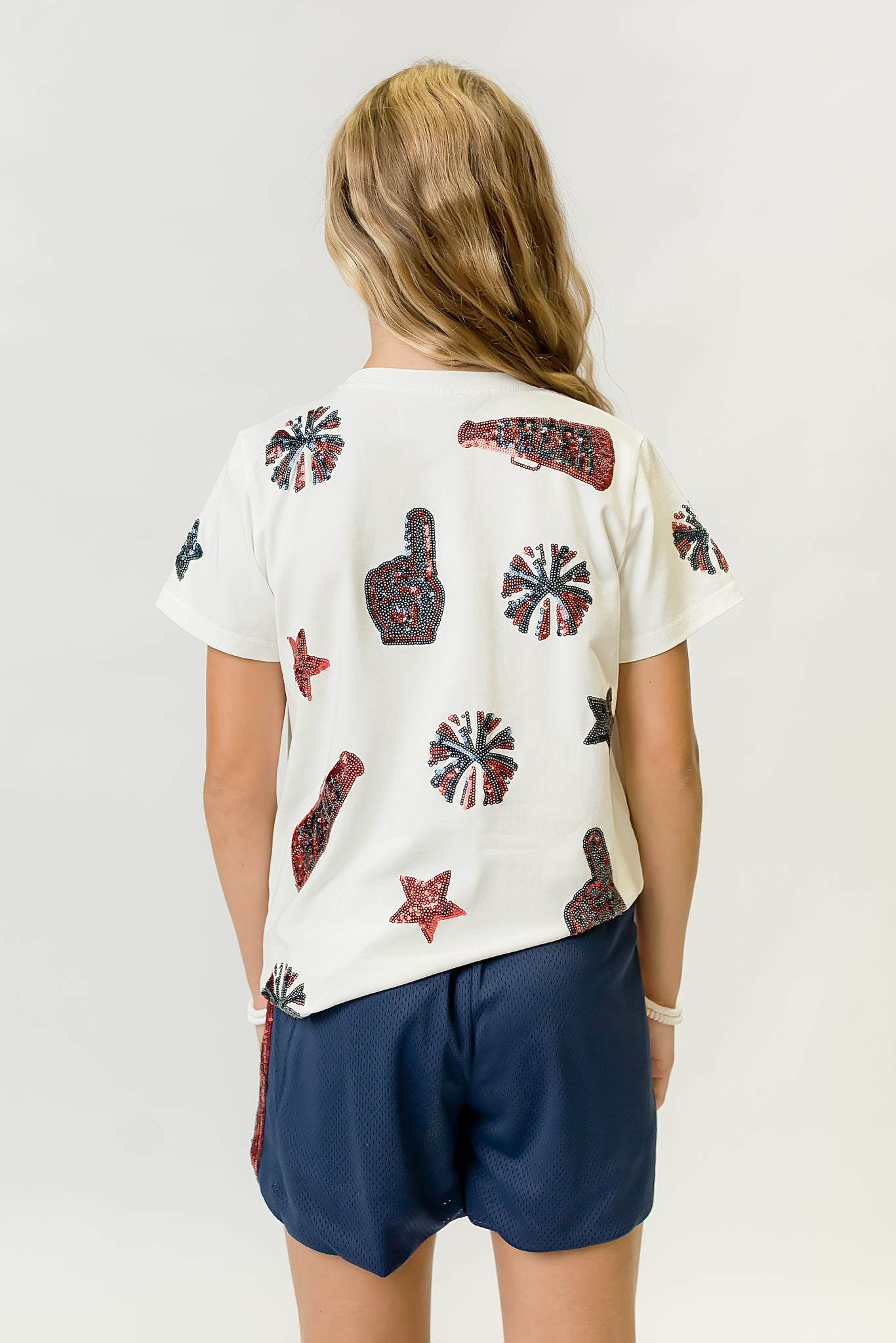 Kids' Navy & Red Cheer Sequin Tee