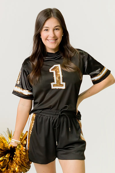 Black and Gold Sequin Jersey