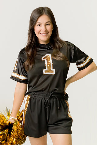 Black and Gold Sequin Jersey