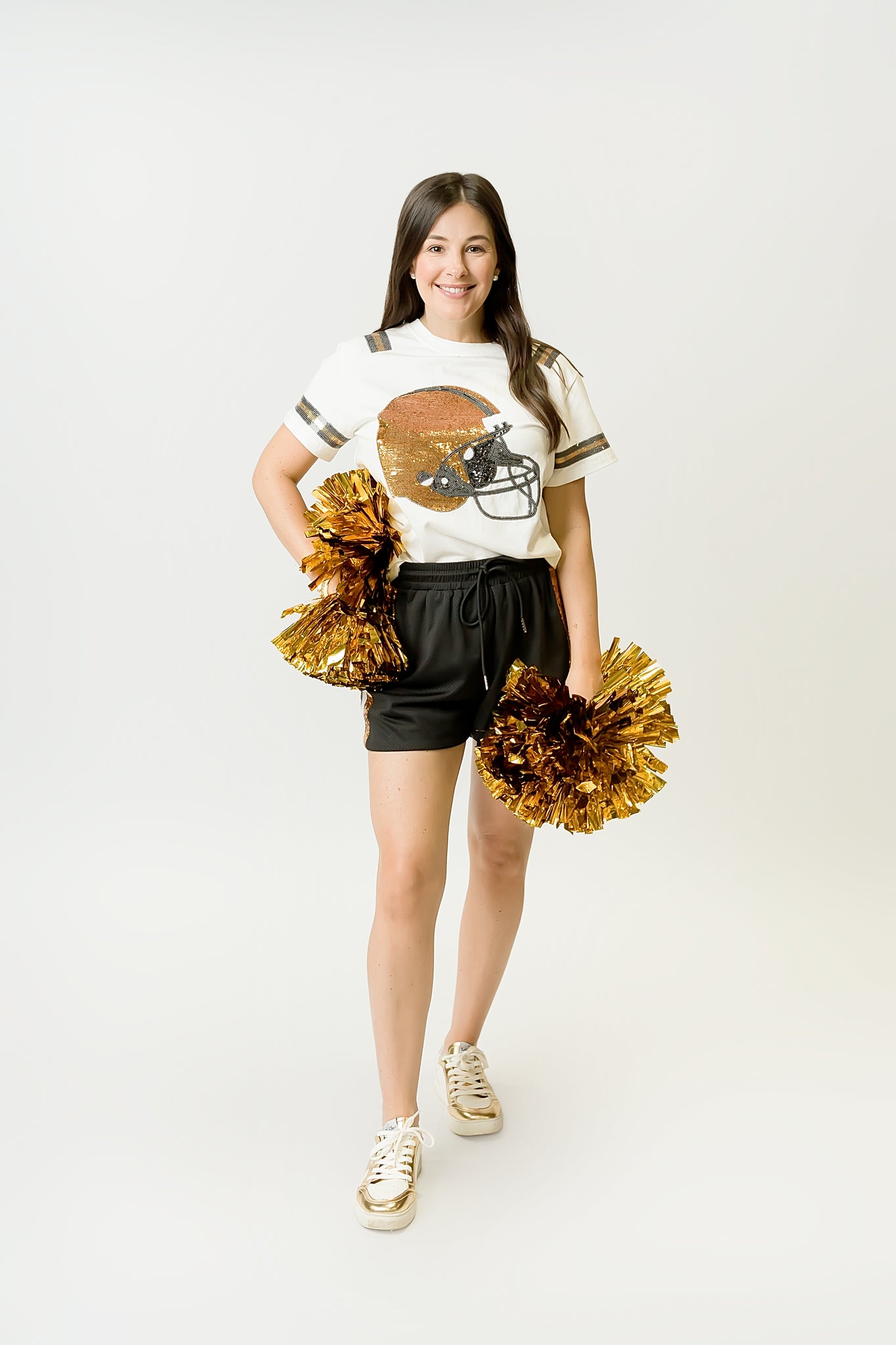 Women's Black & Gold Helmet Tee
