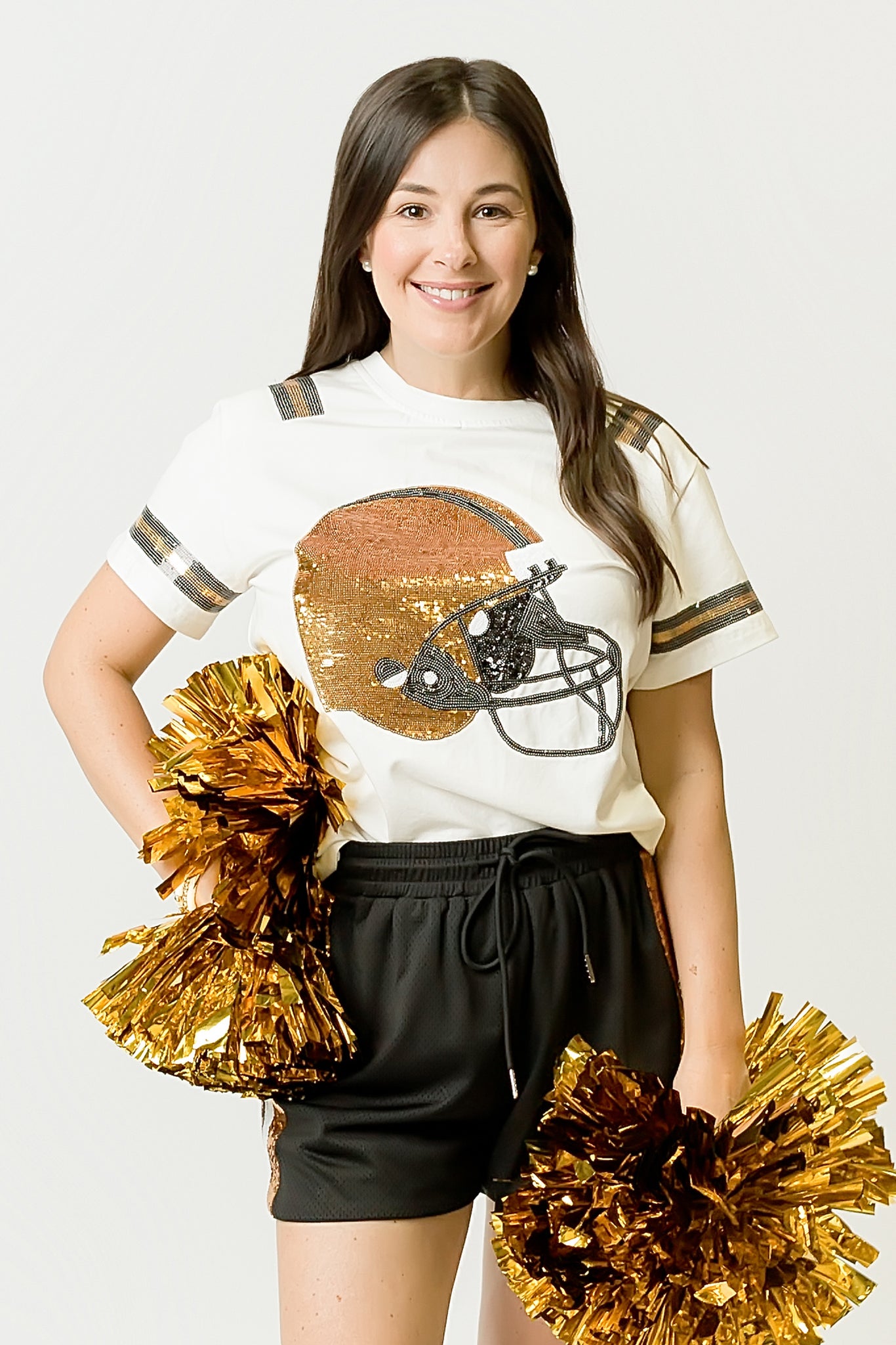 Women's Black & Gold Helmet Tee