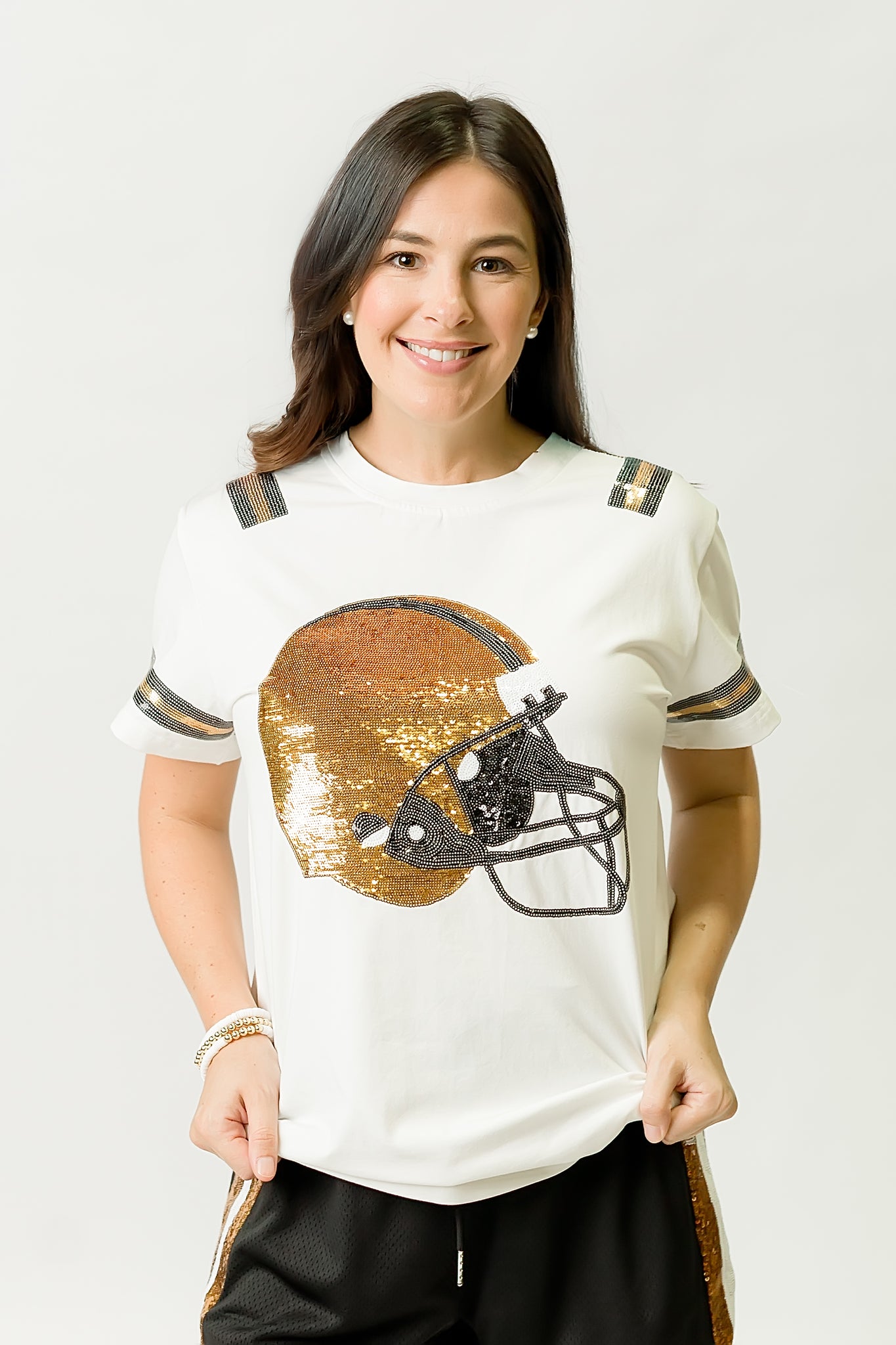 Women's Black & Gold Helmet Tee