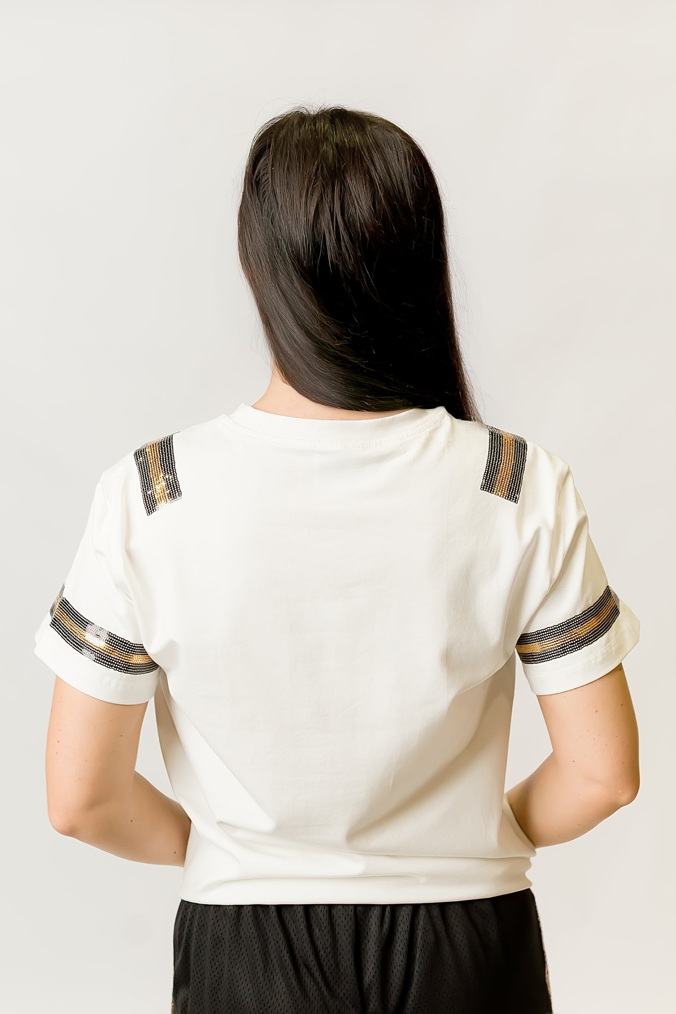 Women's Black & Gold Helmet Tee