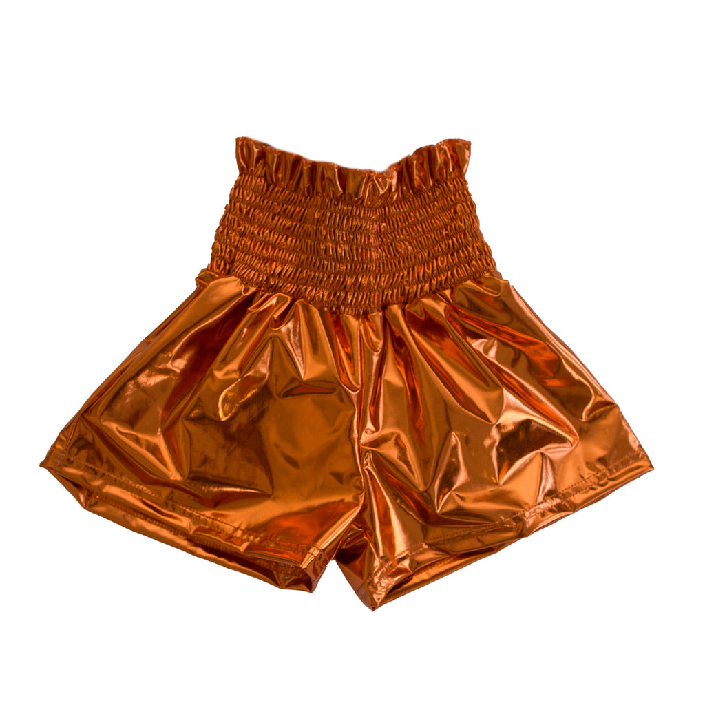 Orange Metallic Swing Shorts