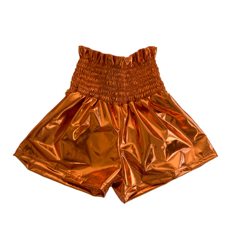 Orange Metallic Swing Shorts