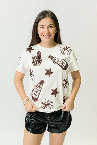 Maroon and White Cheer Adult Shirt