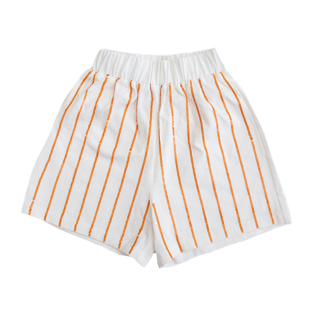 Orange Sequin Striped Adult Shorts